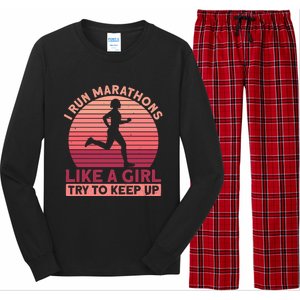 I Run Marathons Like A Try To Keep Up Gift Marathon Funny Gift Long Sleeve Pajama Set