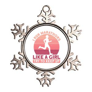 I Run Marathons Like A Try To Keep Up Gift Marathon Funny Gift Metallic Star Ornament