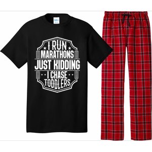 I Run Marathons Just Ding Chase Funny Mom Gift Pajama Set