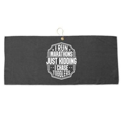 I Run Marathons Just Ding Chase Funny Mom Gift Large Microfiber Waffle Golf Towel