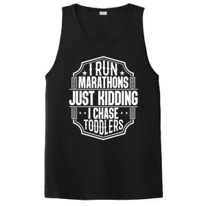 I Run Marathons Just Ding Chase Funny Mom Gift PosiCharge Competitor Tank