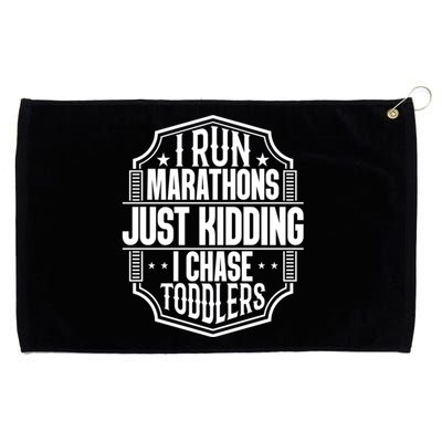 I Run Marathons Just Ding Chase Funny Mom Gift Grommeted Golf Towel