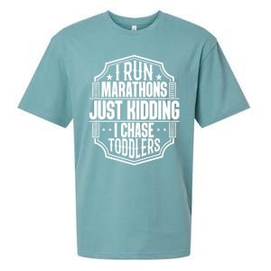 I Run Marathons Just Ding Chase Funny Mom Gift Sueded Cloud Jersey T-Shirt