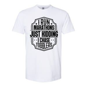 I Run Marathons Just Ding Chase Funny Mom Gift Softstyle CVC T-Shirt