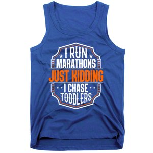 I Run Marathons Just Ding Chase Funny Mom Gift Tank Top