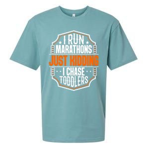 I Run Marathons Just Ding Chase Funny Mom Gift Sueded Cloud Jersey T-Shirt