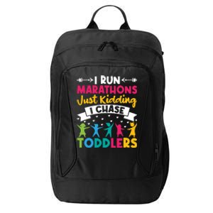 I Run Marathons Just Ding Chase Teacher Mom Gift City Backpack