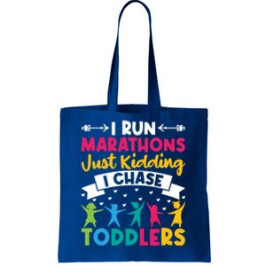 I Run Marathons Just Ding Chase Teacher Mom Gift Tote Bag