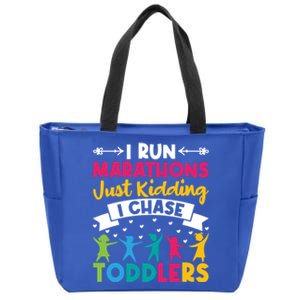 I Run Marathons Just Ding Chase Teacher Mom Gift Zip Tote Bag