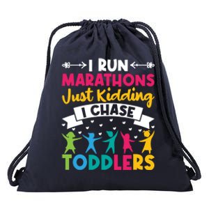 I Run Marathons Just Ding Chase Teacher Mom Gift Drawstring Bag