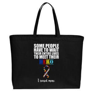 I Raised My Hero Autism Awareness Quote Cotton Canvas Jumbo Tote