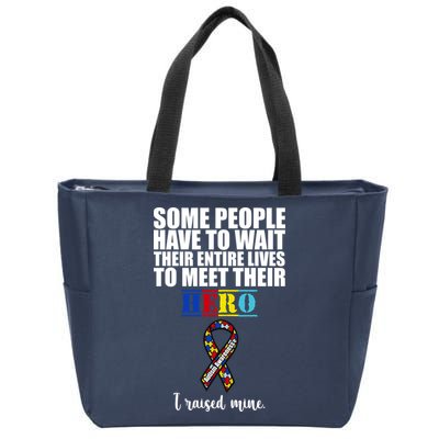 I Raised My Hero Autism Awareness Quote Zip Tote Bag
