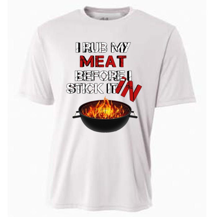 I Rub My Meat Before I Stick It In Design Summer BBQ Cooling Performance Crew T-Shirt