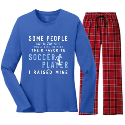 I Raised My Favorite Soccer Player Gift Proud Dad And Mom Gift Cool Gift Women's Long Sleeve Flannel Pajama Set 