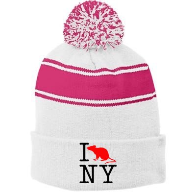 I Rat NY I Love Rats New York Funny Stripe Pom Pom Beanie