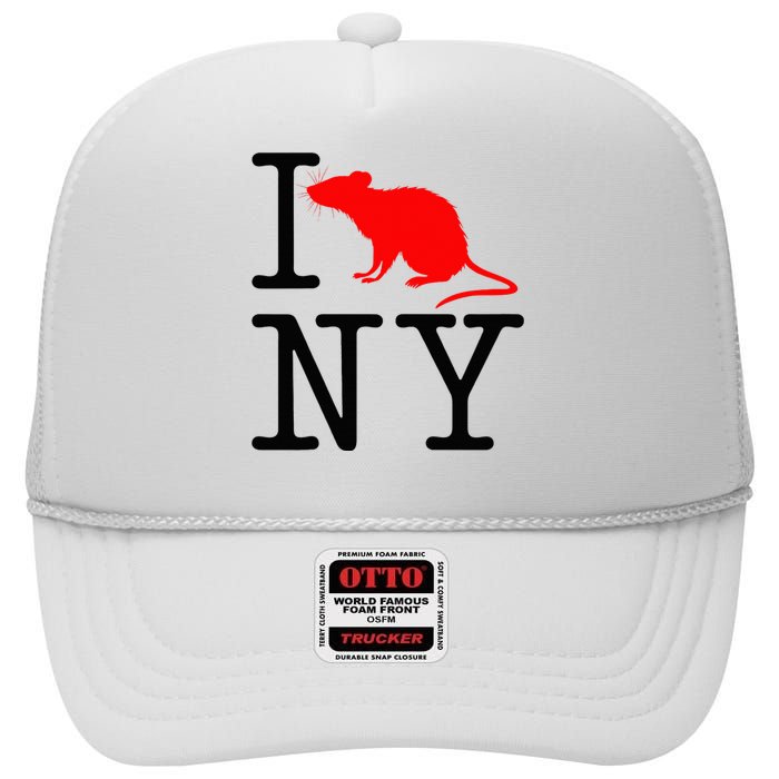 I Rat NY I Love Rats New York Funny High Crown Mesh Back Trucker Hat