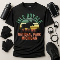 Isle Royale National Park Michigan Moose Hiking Nature Retro Cooling Performance Crew T-Shirt