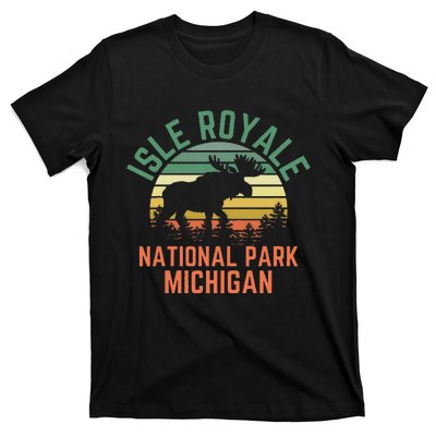 Isle Royale National Park Michigan Moose Hiking Nature Retro T-Shirt