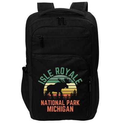 Isle Royale National Park Michigan Moose Hiking Nature Retro Impact Tech Backpack