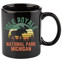 Isle Royale National Park Michigan Moose Hiking Nature Retro 11oz C Handle Ceramic Mug
