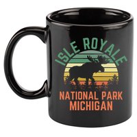 Isle Royale National Park Michigan Moose Hiking Nature Retro 11oz C Handle Ceramic Mug