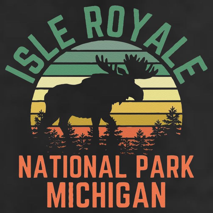 Isle Royale National Park Michigan Moose Hiking Nature Retro 11oz C Handle Ceramic Mug