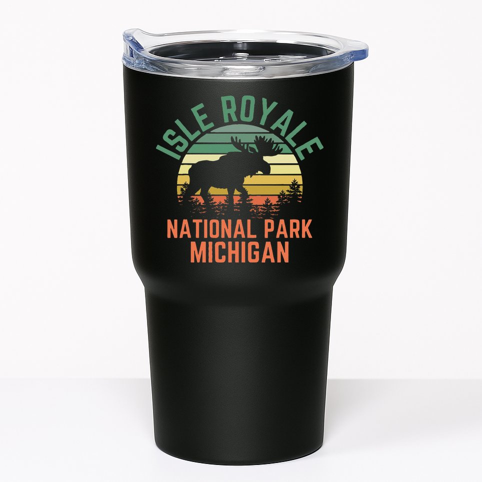 Isle Royale National Park Michigan Moose Hiking Nature Retro Tumbler