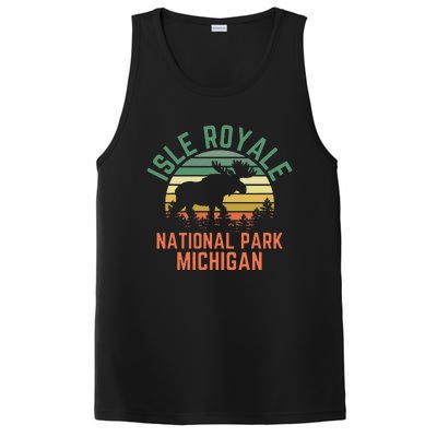 Isle Royale National Park Michigan Moose Hiking Nature Retro PosiCharge Competitor Tank