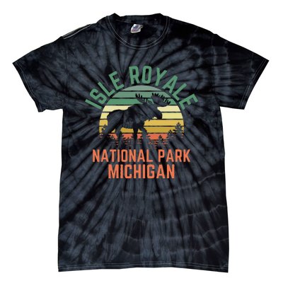 Isle Royale National Park Michigan Moose Hiking Nature Retro Tie-Dye T-Shirt