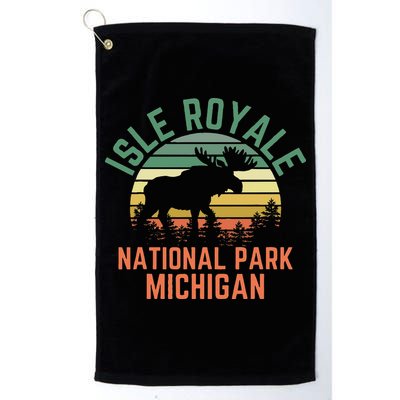 Isle Royale National Park Michigan Moose Hiking Nature Retro Golf Towel