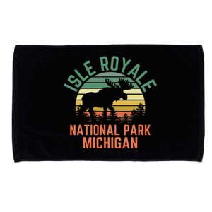 Isle Royale National Park Michigan Moose Hiking Nature Retro Microfiber Hand Towel