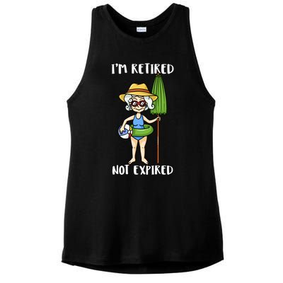 Im Retired Not Expired Retired Grandma Beach Vacation Gift Ladies PosiCharge Tri-Blend Wicking Tank