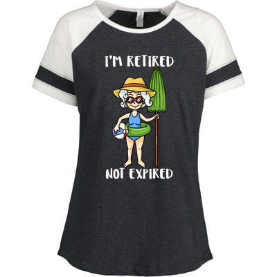 Im Retired Not Expired Retired Grandma Beach Vacation Gift Enza Ladies Jersey Colorblock Tee