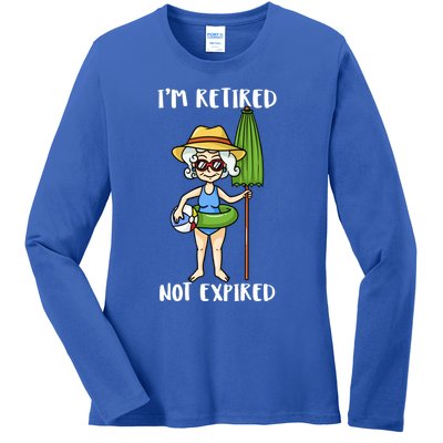 Im Retired Not Expired Retired Grandma Beach Vacation Gift Ladies Long Sleeve Shirt