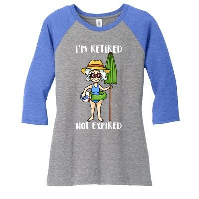 Im Retired Not Expired Retired Grandma Beach Vacation Gift Women's Tri-Blend 3/4-Sleeve Raglan Shirt