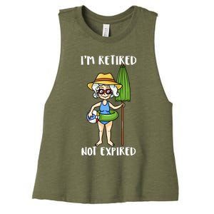 Im Retired Not Expired Retired Grandma Beach Vacation Gift Women's Racerback Cropped Tank