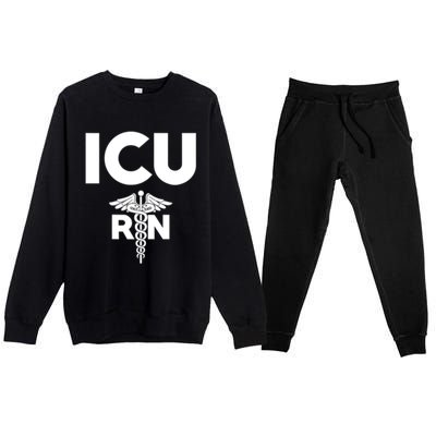 Icu Registered Nurse Intensive Care Unit Rn Staff Gift Premium Crewneck Sweatsuit Set