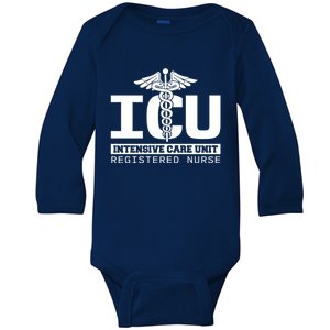 Icu Registered Nurse Intensive Care Unit Rn Staff Funny Gift Baby Long Sleeve Bodysuit