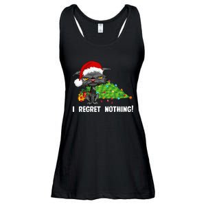 I Regret Nothing Funny Bored Cat Santa Hat Christmas Tree Ladies Essential Flowy Tank