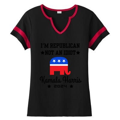 IM Republican Not An Idiot Kamala Harris 2024 Ladies Halftime Notch Neck Tee