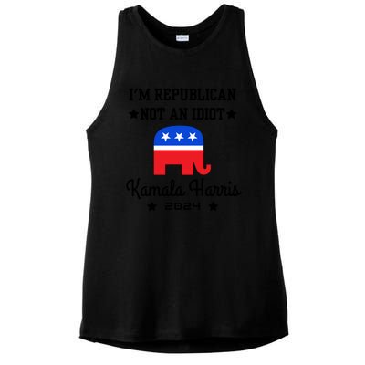 IM Republican Not An Idiot Kamala Harris 2024 Ladies PosiCharge Tri-Blend Wicking Tank