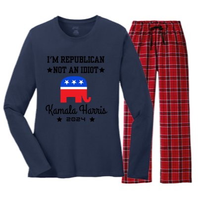 IM Republican Not An Idiot Kamala Harris 2024 Women's Long Sleeve Flannel Pajama Set 