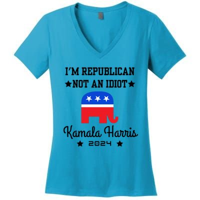 IM Republican Not An Idiot Kamala Harris 2024 Women's V-Neck T-Shirt