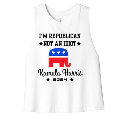 IM Republican Not An Idiot Kamala Harris 2024 Women's Racerback Cropped Tank