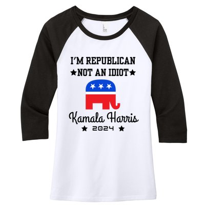 IM Republican Not An Idiot Kamala Harris 2024 Women's Tri-Blend 3/4-Sleeve Raglan Shirt