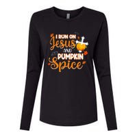 I Run On Jesus And Pumpkin Spice Christian Thanksgiving Womens Cotton Relaxed Long Sleeve T-Shirt