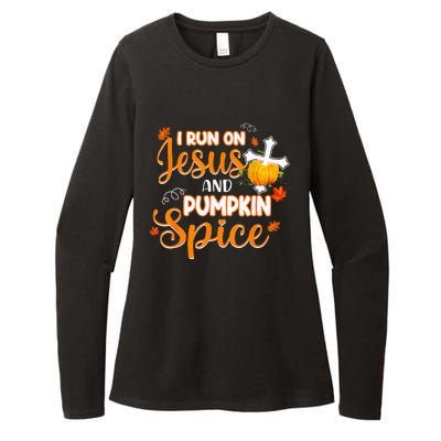 I Run On Jesus And Pumpkin Spice Christian Thanksgiving Womens CVC Long Sleeve Shirt