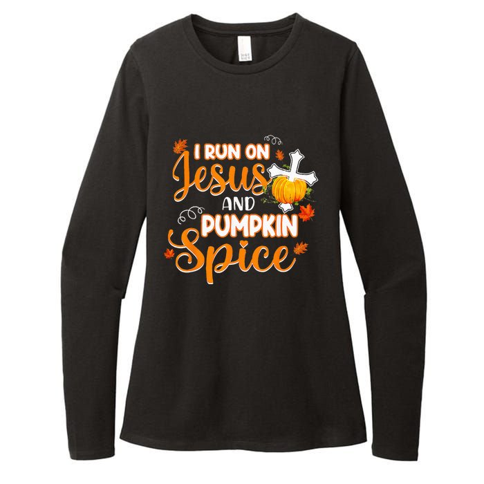 I Run On Jesus And Pumpkin Spice Christian Thanksgiving Womens CVC Long Sleeve Shirt