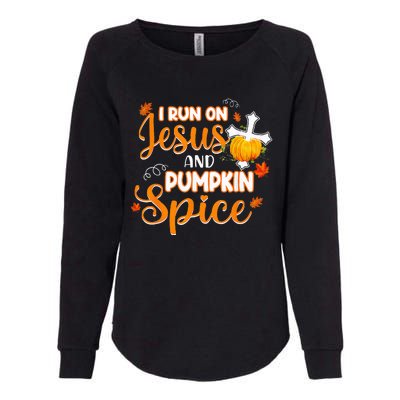 I Run On Jesus And Pumpkin Spice Christian Thanksgiving Womens California Wash Sweatshirt