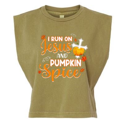 I Run On Jesus And Pumpkin Spice Christian Thanksgiving Garment-Dyed Women's Muscle Tee